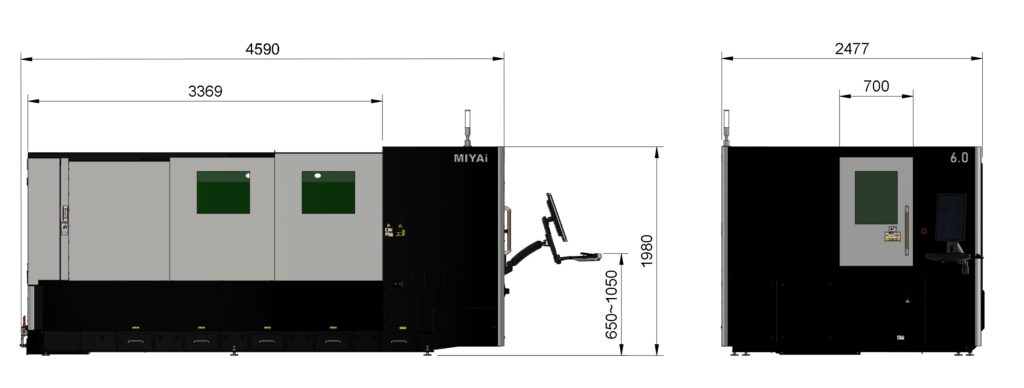 小型ファイバーレーザー加工機 寸法図 FL-51